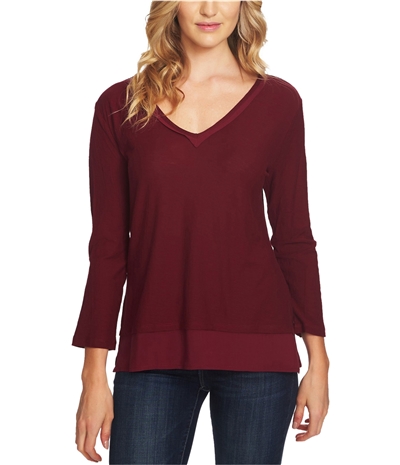 Vince Camuto Womens Woven Hem Pullover Blouse