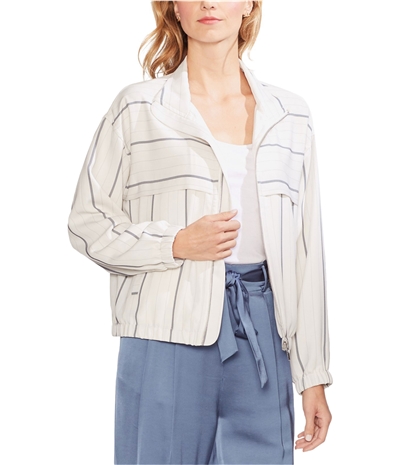 Vince Camuto Womens Striped Bomber Jacket