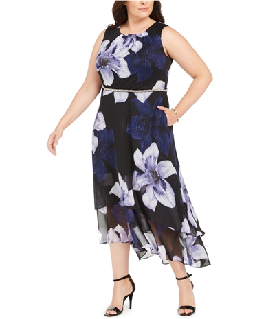 Slny Womens Floral Fit & Flare Dress