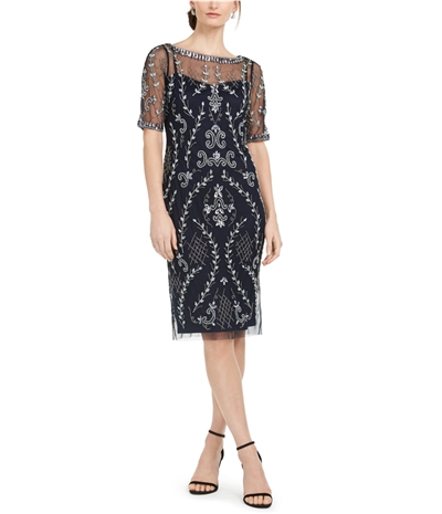 Adrianna Papell Womens Beaded Sheath Dress, TW2