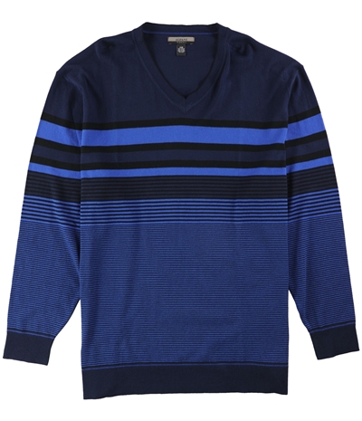 Alfani Mens Bold Pop Striped V-Neck Pullover Sweater