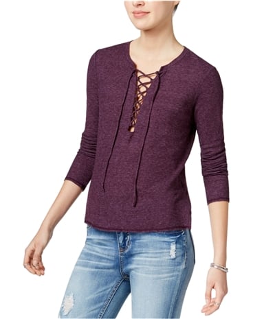 Chelsea Sky Womens Lace-Up Pullover Blouse