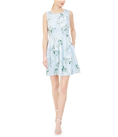 Calvin Klein Womens Floral-Print Fit & Flare Dress, TW2