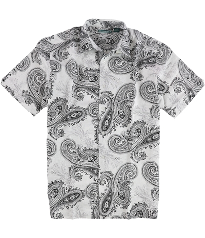 Cubavera Mens Linen Paisley Button Up Shirt