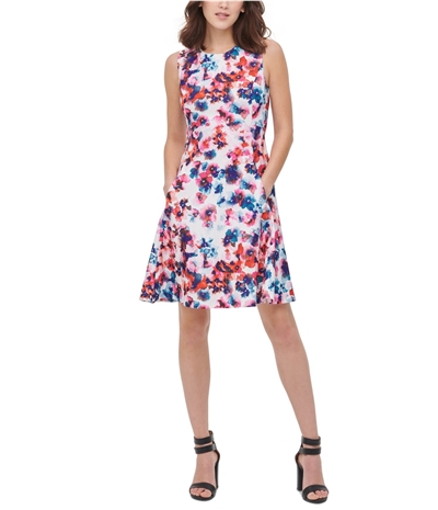 Dkny Womens Floral Fit & Flare Dress, TW1