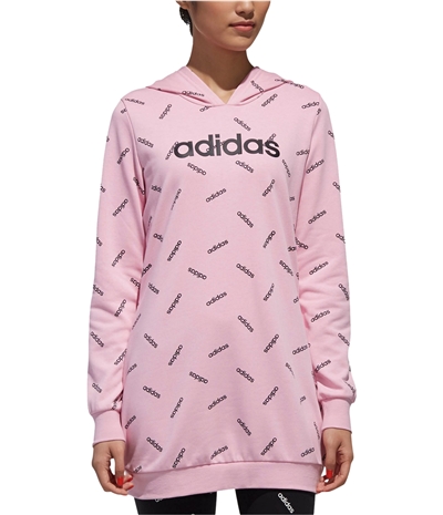 Adidas Womens Logo-Print Tunic Hoodie Sweatshirt