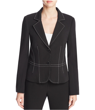 Finity Womens Topstitched Two Button Blazer Jacket