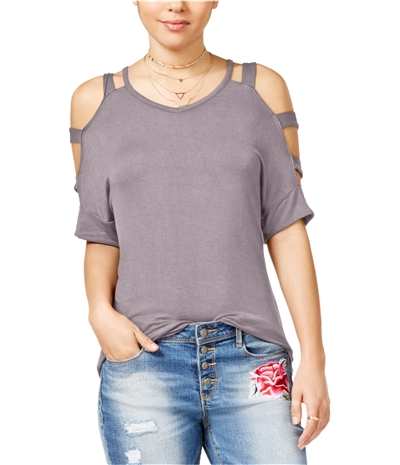 Hippie Rose Womens Caged Shoulders Basic T-Shirt