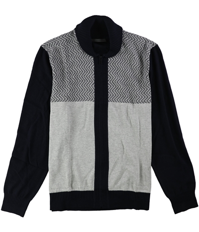 Sean John Mens Zig-Zag Colorblocked Cardigan Sweater