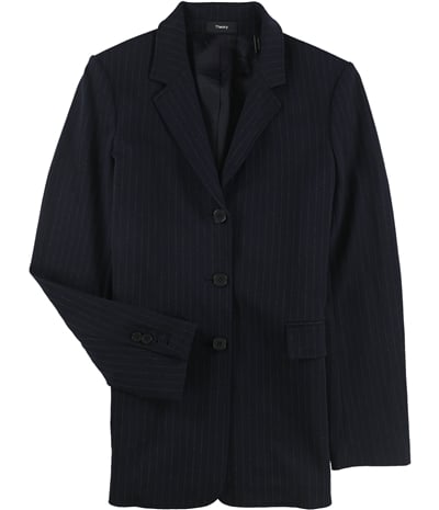 Theory Womens Pinstripe Three Button Blazer Jacket