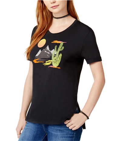 Carbon Copy Womens Embroidered Embellished T-Shirt, TW2