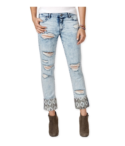 Rewash Womens Ripped Print-Cuff Slim Fit Jeans, TW1