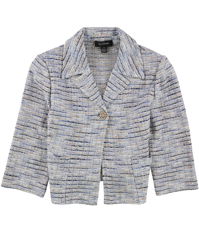 St. John Womens Tweed One Button Blazer Jacket