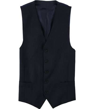 Michael Kors Mens Plaid Five Button Vest, TW1