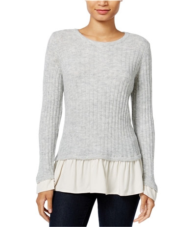 Kensie Womens Ruffled Contrast Pullover Sweater, TW2
