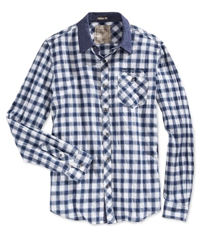 Guess Mens Check Print Button Up Shirt