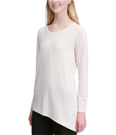 Calvin Klein Womens Textured Asymmetrical Pullover Blouse