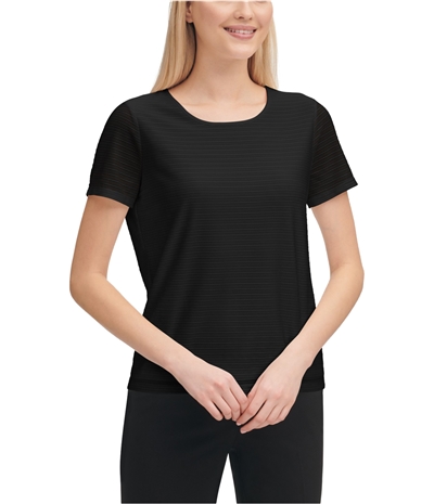 Calvin Klein Womens Damask-Stripe Basic T-Shirt