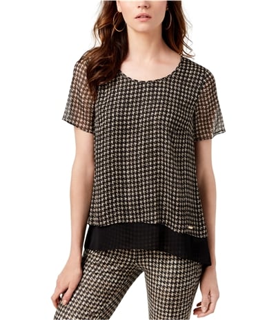 Michael Kors Womens Houndstooth Pullover Blouse, TW1