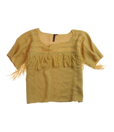 Material Girl Womens Fringed Neckline Knit Sweater