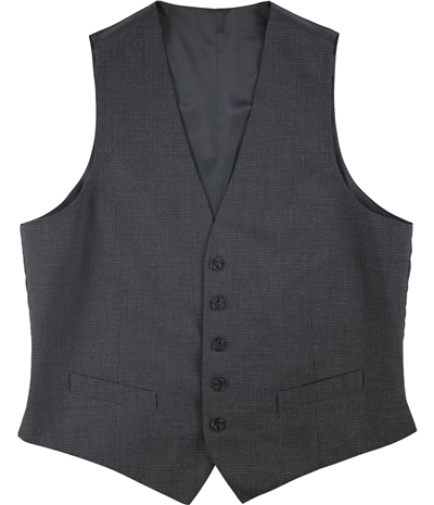 Perry Ellis Mens Small Plaid Print Five Button Vest