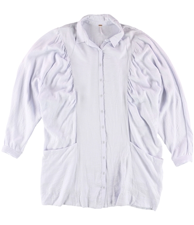 Free People Womens Ruched Button Up Shirt