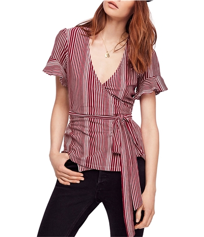 Free People Womens Wrapped Around My Finger Wrap Blouse
