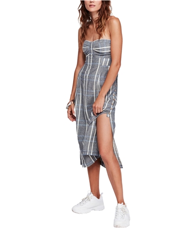 Free People Womens Plaid Strapless Dress