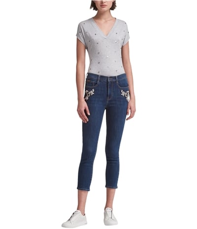 Dkny Womens Embellished Skinny Fit Jeans