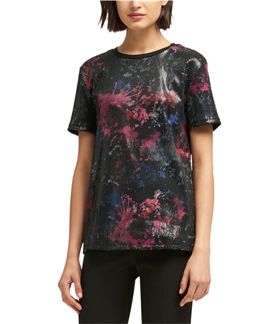 Dkny Womens Abstract Embellished T-Shirt