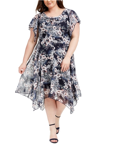 Signature By Robbie Bee Womens Floral Midi Dress