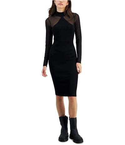Almost Famous Womens Long Sleeve Ribbed Bodycon Midi Dress