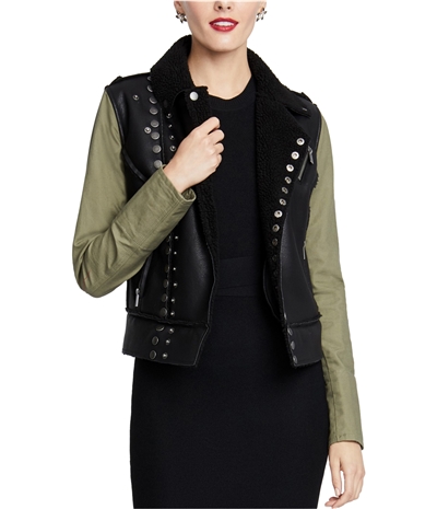 Rachel Roy Womens Faux-Fur Motorcycle Jacket