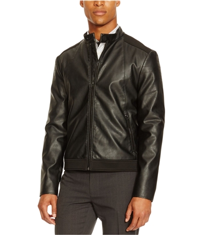 Kenneth Cole Mens Faux Leather Motorcycle Jacket, TW2