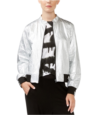 Rachel Roy Womens Metallic Bomber Jacket