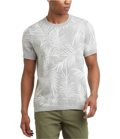Kenneth Cole Mens Palm Jacquard Knit Basic T-Shirt