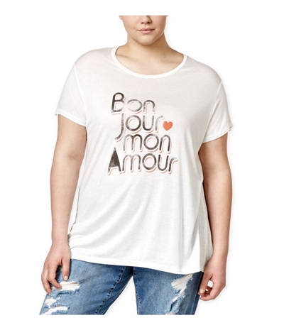 Rachel Roy Womens Curvy Bonjour Graphic T-Shirt