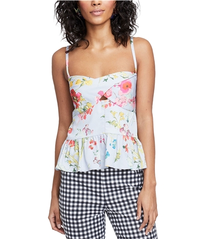 Rachel Roy Womens Floral Peplum Blouse