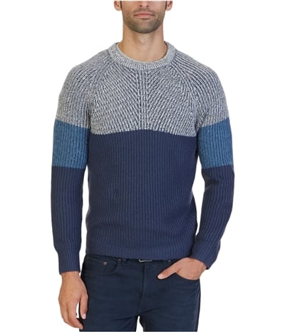 Nautica Mens Multi-Textured Colorblocked Pullover Sweater