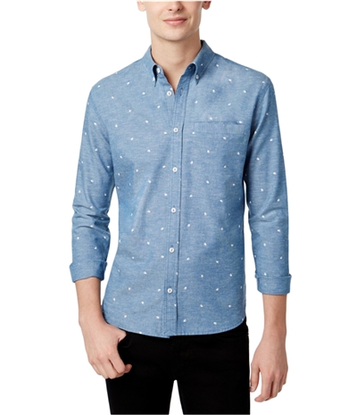 Wht Space Mens Printed Pocket Button Up Shirt