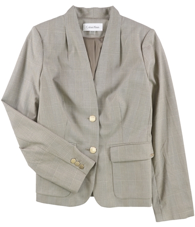 Calvin Klein Womens Collarless Two Button Blazer Jacket