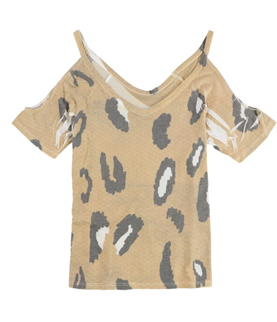 Mouchette Womens Cold Shoulder Graphic T-Shirt