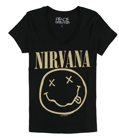 Peace Generation Womens Nirvana V-Neck Graphic T-Shirt