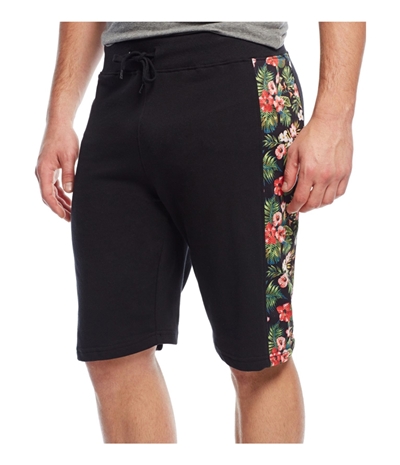 Univibe Mens Floral Mesh Panel Athletic Sweat Shorts, TW2