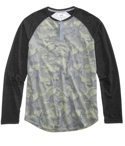 Univibe Mens Pattern-Blocked Henley Shirt, TW1