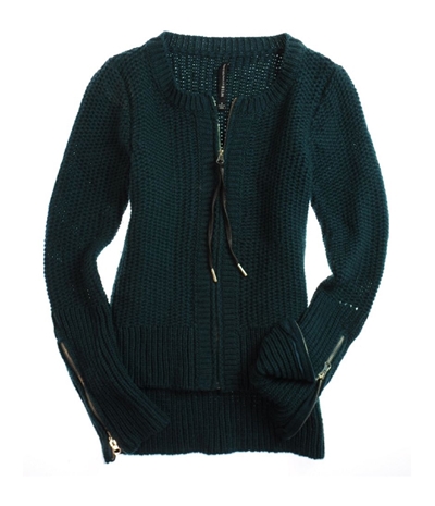 W118 Womens Full Zip Front Cable Knit Sweater