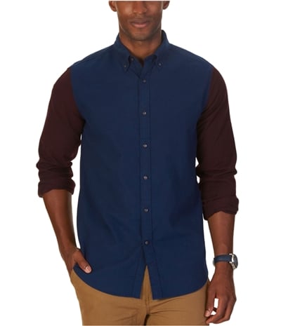 Nautica Mens Colorblocked Button Up Shirt