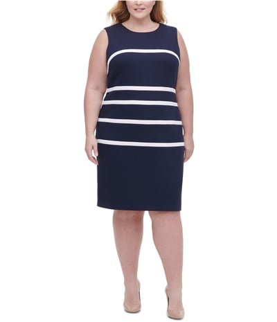 Tommy Hilfiger Womens Pique-Knit Striped Sheath Dress