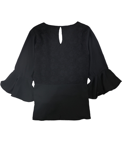 City Chic Womens Lace Back Zip-up Blouse black 16