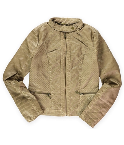 J2 Womens Quilted Dyed Bomber Jacket taupe XS